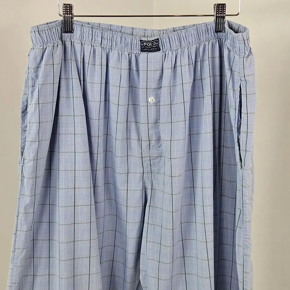 Polo Ralph Lauren Blue Plaid Pajama Lounge Sleepwear Bottoms‎ | Men's XL | 40-42